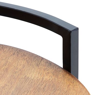 Ficher Wood and Metal Round Decorative Tray 15" Diameter