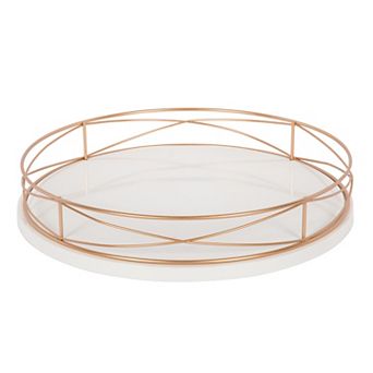 Mendel Round Tray with Decorative Metal Rim 14" Diameter