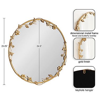 Rosella Floral Wall Mirror Metal 26x26