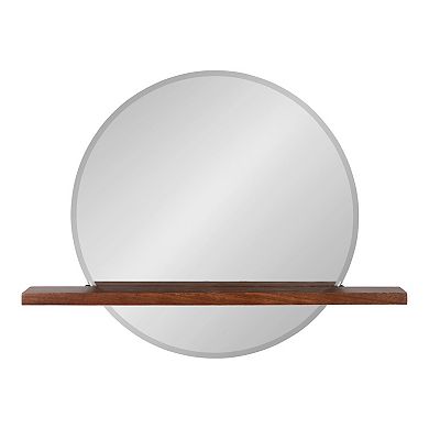 Fosset Round Frameless Mirror with Shelf