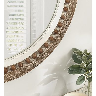 Maddigan Wood Framed Wall Mirror 28" Diameter
