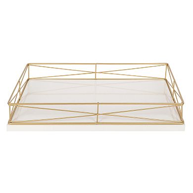 Mendel Rectangle Tray with Decorative Metal Rim 12x16.5