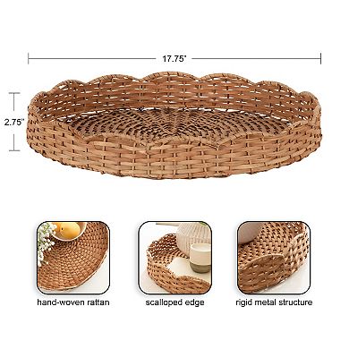 Wavley Rattan Round Tray 18x18