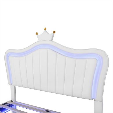 Merax Upholstered Bed Frame with LED Lights
