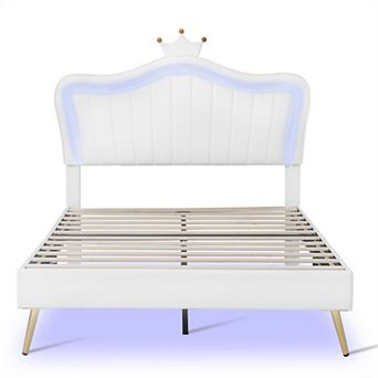 Merax Upholstered Bed Frame with LED Lights
