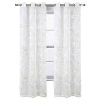 Faye Grommet Metallic Sheer Printed Doily Curtain Panel