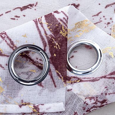 Marble Grommet Metallic Sheer Printed Doily Curtain Panel Pair