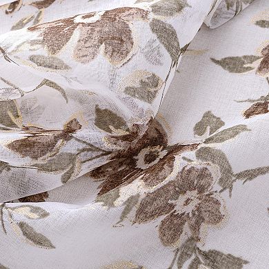 Meadow Grommet Metallic Sheer Printed Doily Curtain Panel