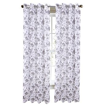 Meadow Grommet Metallic Sheer Printed Doily Curtain Panel