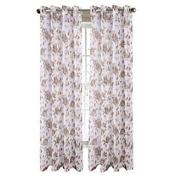 Meadow Grommet Metallic Sheer Printed Doily Curtain Panel