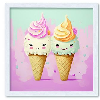 COURTSIDE MARKET Artful Ice Cream Friends Framed Canvas Wall Art