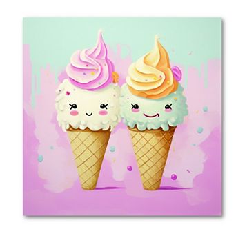 COURTSIDE MARKET Artful Ice Cream Friends Framed Canvas Wall Art