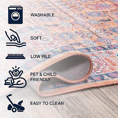 Kemer All-Over Persian Machine-Washable Area Rug