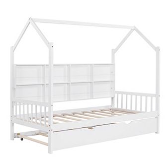 Merax Wooden House Bed with Trundle