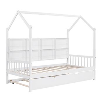 Merax Wooden House Bed with Trundle