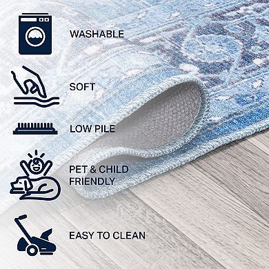 Maris Ornate Medallion Machine-Washable Area Rug