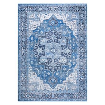 Maris Ornate Medallion Machine-Washable Area Rug