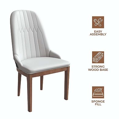 Verisma Dining Chair Upholstered in Leather with Rubberwood Legs Set of 4
