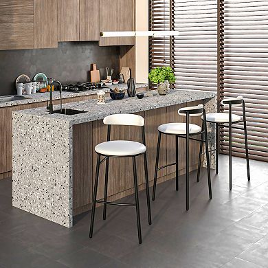 Upholstered Leather Bar Stool Accent Kitchen Chair Lume Collection Set of 2