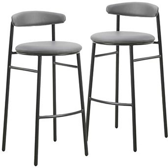 Upholstered Leather Bar Stool Accent Kitchen Chair Lume Collection Set of 2
