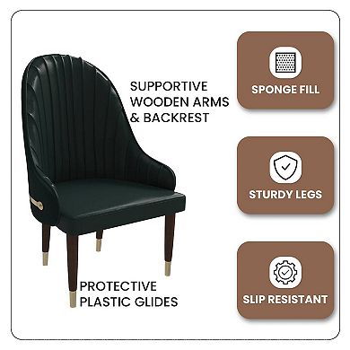 Elara Dining Chair Upholstered in Leather with Ripple Back Design Set of 4