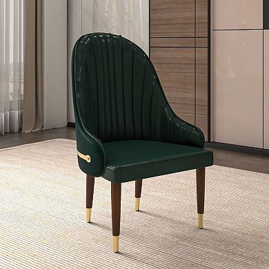 Elara Dining Chair Upholstered in Leather with Ripple Back Design Set of 4