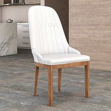 Verisma Dining Chair Upholstered in Leather with Rubberwood Legs Set of 2