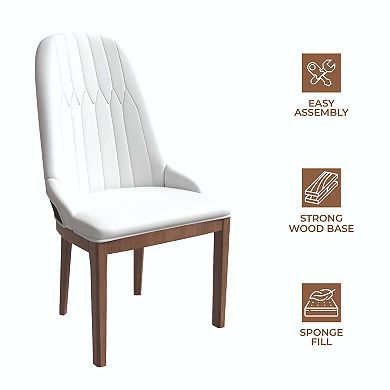 Verisma Dining Chair Upholstered in Leather with Rubberwood Legs Set of 2