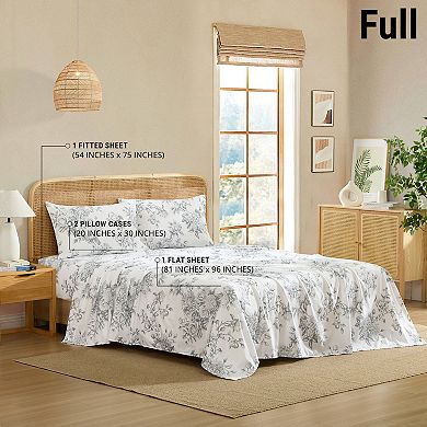 HLC.ME Floral Multi Piece Bed Sheets Set - Soft & Wrinkle Resistant - Beds up to 15 Inches Deep