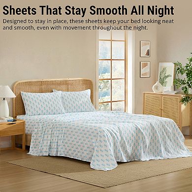 HLC.ME Floral Multi Piece Bed Sheets Set - Soft & Wrinkle Resistant - Beds up to 15 Inches Deep