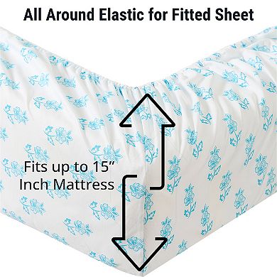 HLC.ME Floral Multi Piece Bed Sheets Set - Soft & Wrinkle Resistant - Beds up to 15 Inches Deep