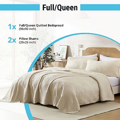 HLC.ME Weston - 3 Piece Soft Quilt Set, Lightweight Interlocked Machine Washable Bedspread Coverlet