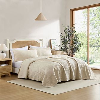 HLC.ME Weston - 3 pc Soft Quilt Set, Lightweight Interlocked Machine Washable Bedspread Coverlet