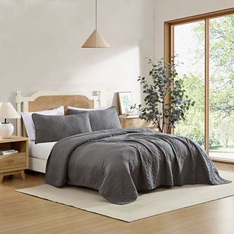 HLC.ME Weston - 3 pc Soft Quilt Set, Lightweight Interlocked Machine Washable Bedspread Coverlet
