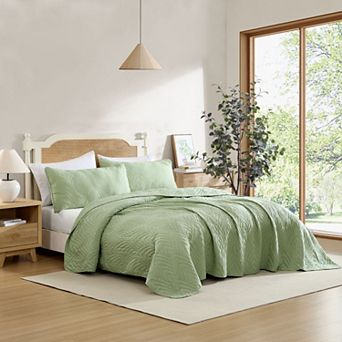 HLC.ME Weston - 3 pc Soft Quilt Set, Lightweight Interlocked Machine Washable Bedspread Coverlet