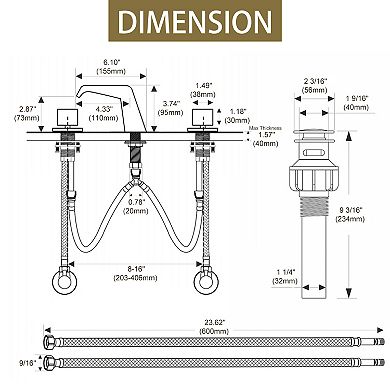 Mondawe Double Handle 8-Inch Center Widespread Bathroom Faucet，Waterfall Spout Sink Faucet
