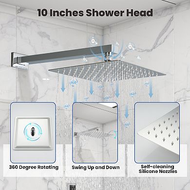 Mondawe 3 Function Pressure Balance Shower Set with 10" Dual Shower Handheld (Valve Included)