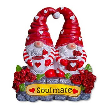 Soulmate Valentine Gnome Couple LED Figurine, 8" Romantic Room Statue Decoration