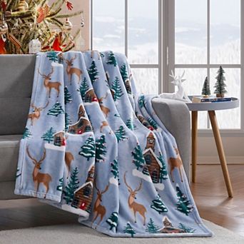 Kate Aurora Ultra Soft and Plush "Prancer" Christmas Reindeer Accent Throw Blanket