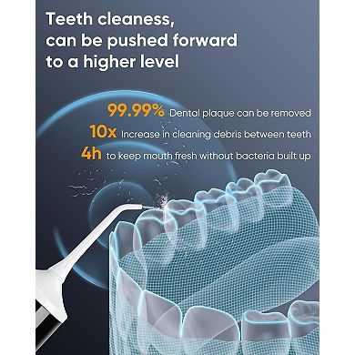 MySmile LP221 Cordless Water Flossers for Teeth , 335ML Water Tank with 4 Modes 8 Jet Tips