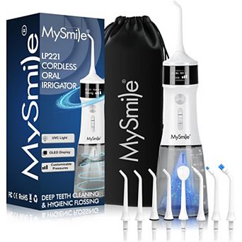 MySmile LP221 Cordless Water Flossers for Teeth , 335ML Water Tank with 4 Modes 8 Jet Tips