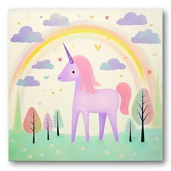 COURTSIDE MARKET Rainbow Unicorn Dreams Framed Canvas Wall Art