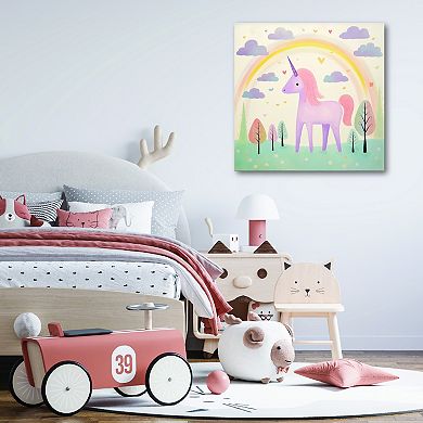 COURTSIDE MARKET Rainbow Unicorn Dreams Framed Canvas Wall Art
