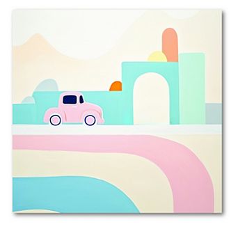 COURTSIDE MARKET Imagination Pink Car Framed Canvas Wall Art