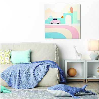 COURTSIDE MARKET Imagination Pink Car Framed Canvas Wall Art