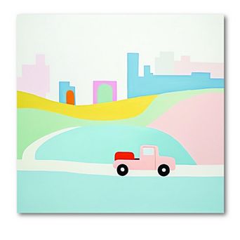 COURTSIDE MARKET Imagination Pink Truck Framed Canvas Wall Art