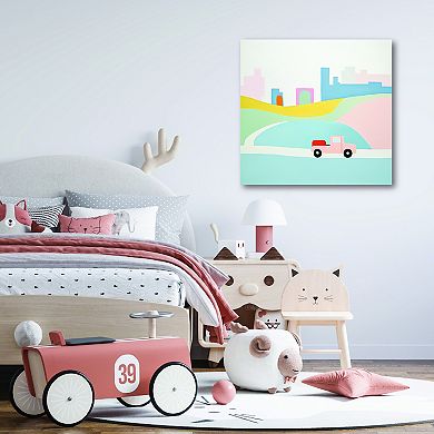 COURTSIDE MARKET Imagination Pink Truck Framed Canvas Wall Art