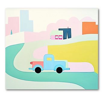COURTSIDE MARKET Imagination Blue Truck Framed Canvas Wall Art