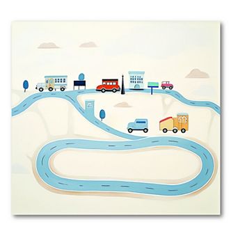 COURTSIDE MARKET Wheels-Roadway Framed Canvas Wall Art