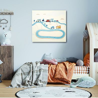 COURTSIDE MARKET Wheels-Roadway Framed Canvas Wall Art